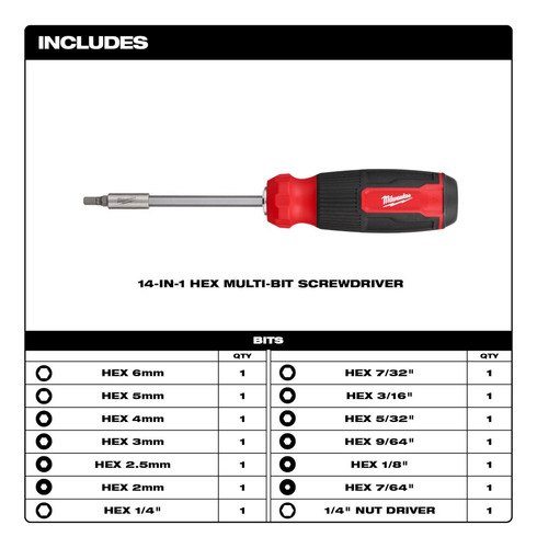 Destornillador Hexagonal 14 En 1 Milwaukee 48222908