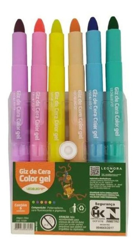 Giz De Cera Color Gel 6 Cores Leo E Leo