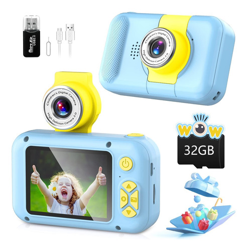 Cámara Digital Niños De Fotos Videos 1080p Hd Y Tarjeta 32gb