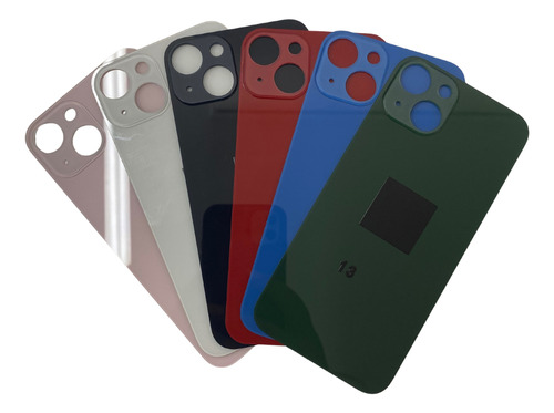 Tapa Trasera Vidrio Repuesto Para Iphone 13 Con Logo Azul