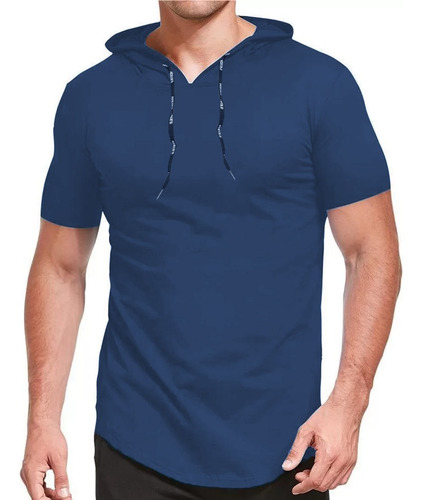 Camisa Blusa Longline Com Capuz Básica Caimento Perfeito