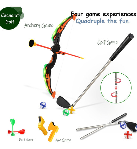 Set Juego Golf Arco Flechas Dardos Pelotas Niños