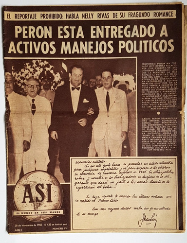 Revista Así 30 De Noviembre De 1955. Peron En El Exilio