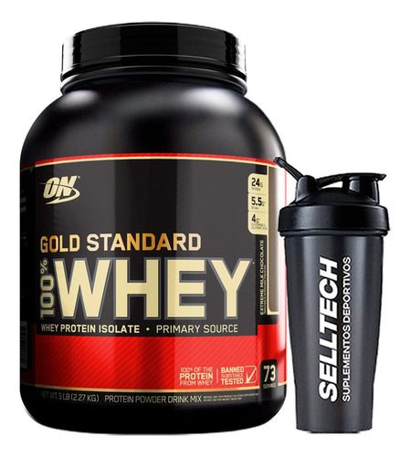 Proteína On Gold Standard 100% Whey 5 Lb Chocolate + Shaker