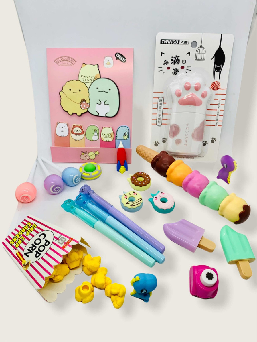 Kawaii Box De Papeleria Cute 20 Artículos Al Azar + Sorpresa Meses
