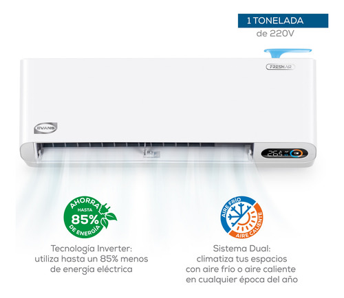 Minisplit Evans Fresh Air S23 1ton 220v Dual Frio/caliente
