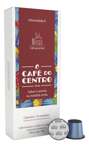 Café em Cápsula Torrado e Moído Sul de Minas Café do Centro Gourmet Caixa 50g 10 Unidades