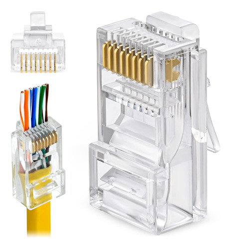 Conectores De Paso Gtz Rj45 Cat6 Para Cable De Red Utp X 200