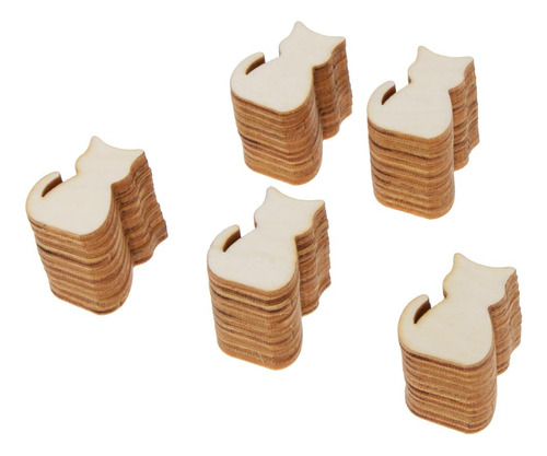 2 X 50 Peças Em Recorte De Gato Chips De Madeira
