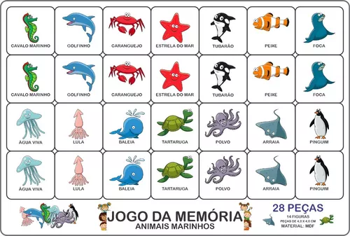 Jogo Da Memória Infantil Bichos Em Madeira - 24 Peças