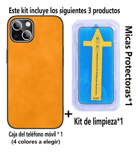 - Funda De Piel For iPhone Kit Carcasas + Micas Protectoras