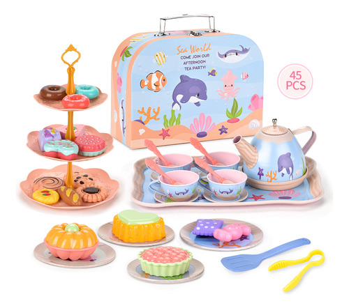 Juego De Té Para Niñas Con Postres Y Juguetes De Cocina Con