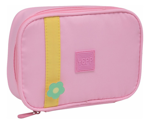 Kit Mochila Rodinha Juvenil Escolar Chaveiro Abertura 180° Cor Rosa