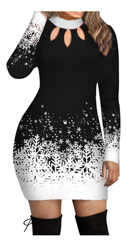 Vestido De Mujer Navidad Nieve Suave Cuello Redondo Manga La