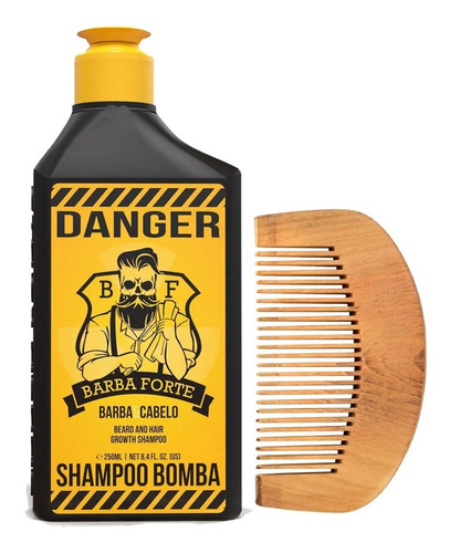 Barba Forte Danger Shampoo Bomba 250ml + Pente De Qualidade!