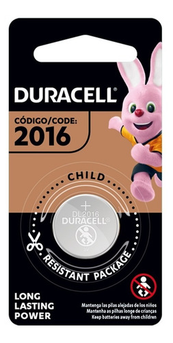 Pila De Botón De Litio Cr2016 De 3v Duracell 2x1