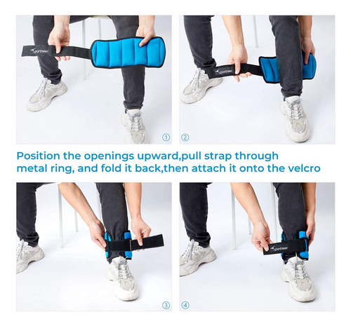 Tobilleras Deportivas Con Peso Ajustable Hasta 6.5 Lb Azul Azul