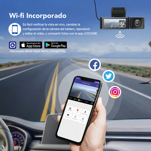 Azdome M550 | Dashcam | Camara Frontal Interior Trasera | Kit Cable De Monitoreo 24 hrs