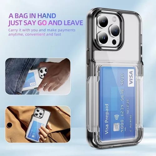 B / Funda Transparente For iPhone Con Tarjetero