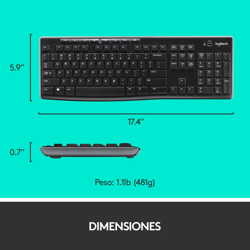 Imagen 6 de 9 de Kit de teclado y mouse inalámbrico Logitech MK270 Español Latinoamérica de color negro