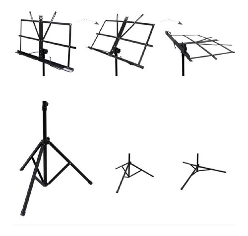 Soporte Atril Plegable Con Funda Para Partituras Metalico