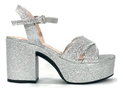Sandalia plateada online plataforma