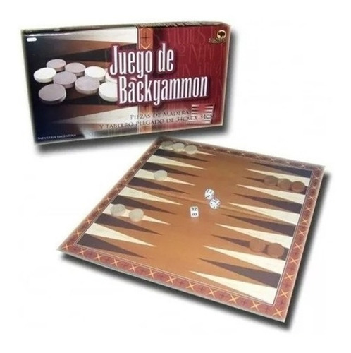 Backgammon Juego De Mesa Piezas Madera 34cm X 34cm Lelab