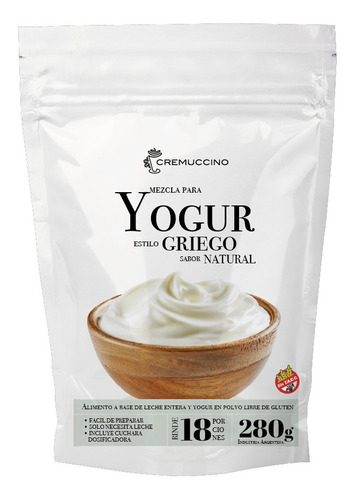 Imagen 1 de 4 de Yogur Griego Natural 280gr Cremuccino Sin Tacc Cafe Desayuno