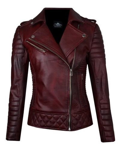 Chaqueta En Cuero Nina Vinotinto