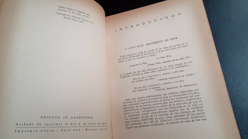 Libro De Buen Amor Selección Juan Ruiz Arcipreste Hita 1941 (Usado)