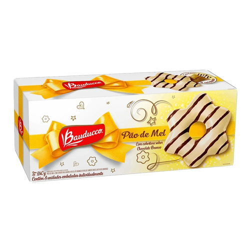 2 Caixas Pão Mel Cobertura Chocolate Branco - 8 Un. Bauducco