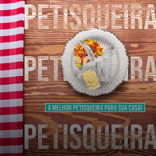 Petisqueira Vidro Grande 4 Divisórias 20 Cm Tabua Frios Cor Transparente