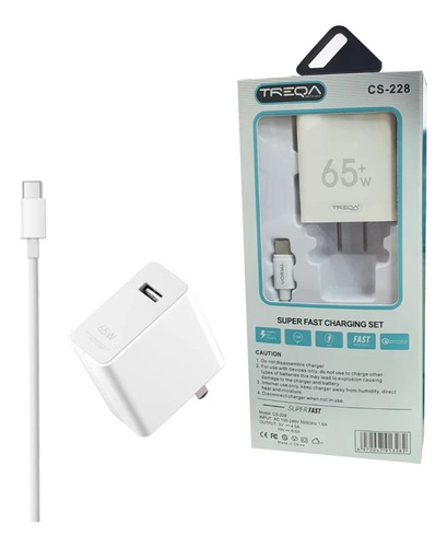 Adaptador Cargador Carga Rápida 65w Usb Tipo C Treqa