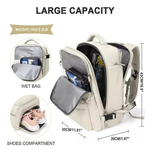 Mochila 30l Unisex-ligera Viaje Laptop Y Escolar Multiusos