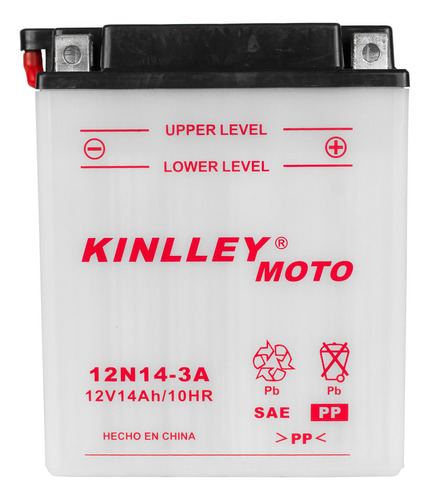 Bateria 12n14-3a 12v 10ah Con Acido Para Moto Zn400 Kinlley