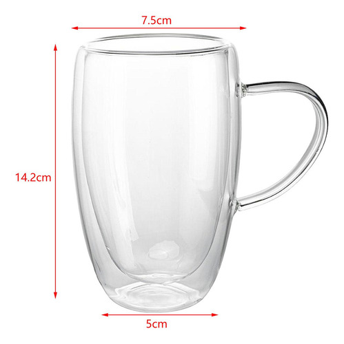. 3 Taza De Café De Cristal De Doble Pared Moderna Con Asa