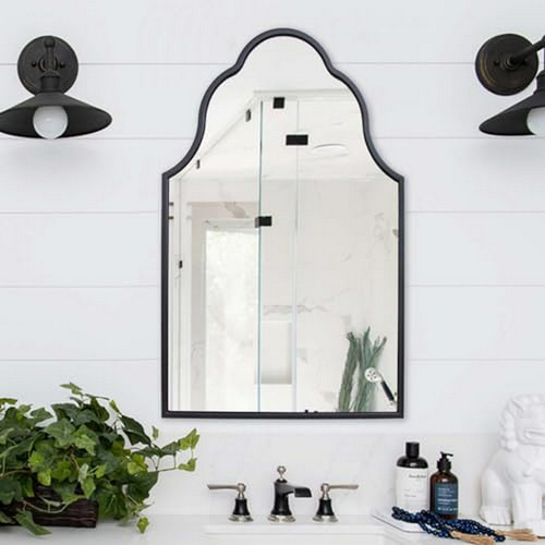Espejo De Baño Negro Grande Compatible Con Cualquier Pared.