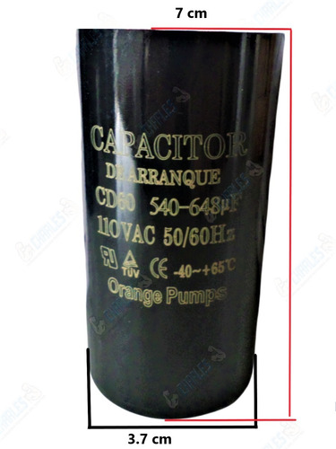 Capacitor Redondo Arranque Uso Normal 540-648 Uf 110v