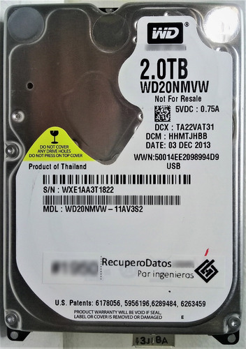 Disco Wd20nmvw-11av3s2 2000gb Usb - 2988 Recuperodatos