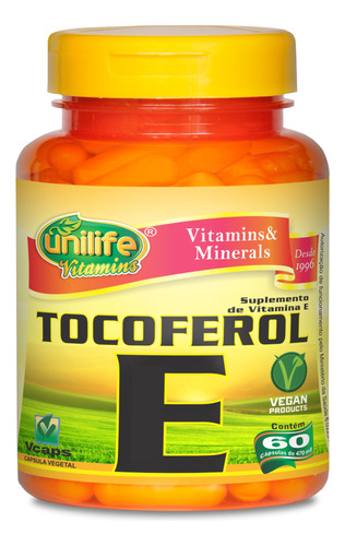 Vitamina E Tocoferol 10mg - 60 Cápsulas - Antienvelhecimento