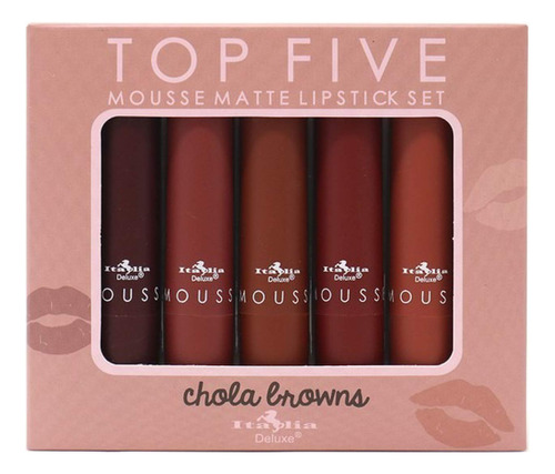 Italia Deluxe Top Five Mousse Matte Lipstick Set Chola Brown