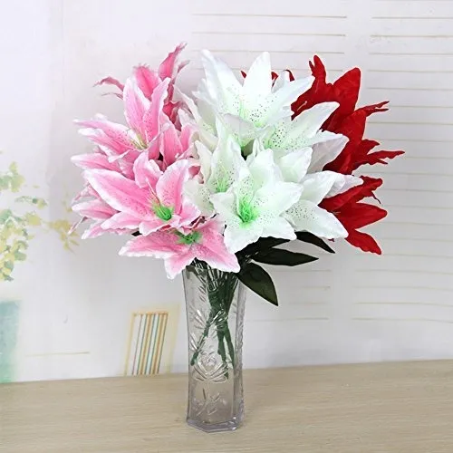 Flores Artificiales Lilium Seda Azul 1 Ramo De 10 Flores