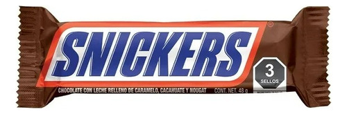 Chocolate Snickers Leche Caramelo Cacahuate 18 Pz 48g C/u