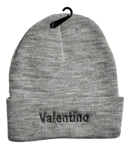 Gorro Tejido Lana Invierno Con Nombre Bordado Personalizado Gris Unica Lisa