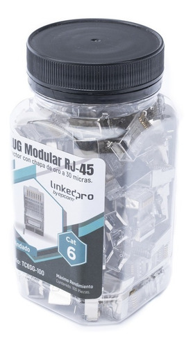 Plug Modular Rj45 Chapado Oro 100pz Cat6 Blindado Pin Tierra