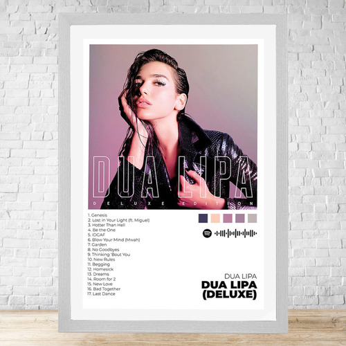 Cuadro Dua Lipa Deluxe 30x40 Con Vidrio Y Marco Madera C393 Blanco Moderno