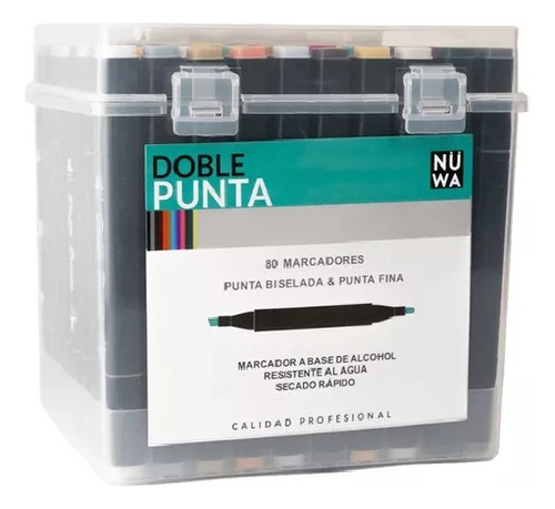 Super Valija 80 Marcadores Doble Punta Touch Black Nuwa 