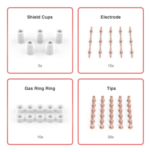 60 Piezas De Consumibles De Corte Por Plasma Para Cut40 50 F