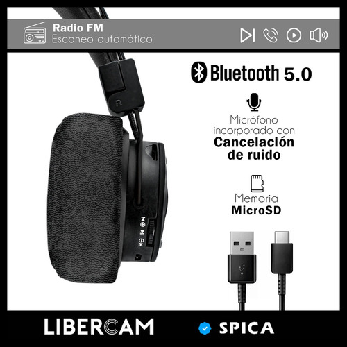 Imagen 7 de 10 de Auriculares Spica Sp-420 Vincha Bluetooth Inalambrico Radio
