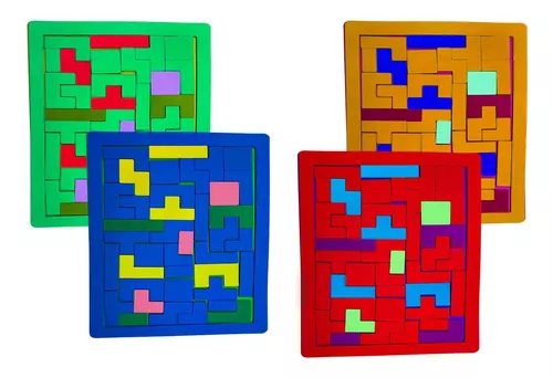 5 Quebra Cabeça Tetris Jogo Didatico Eva Crianças Adultos